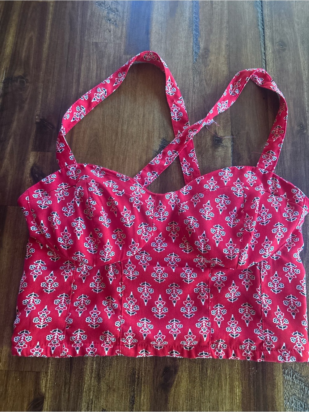 Band of Gypsies Red Floral Crop Top